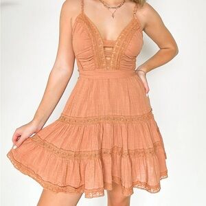 Olivaceous Orange Ruffled Tiered Sundress